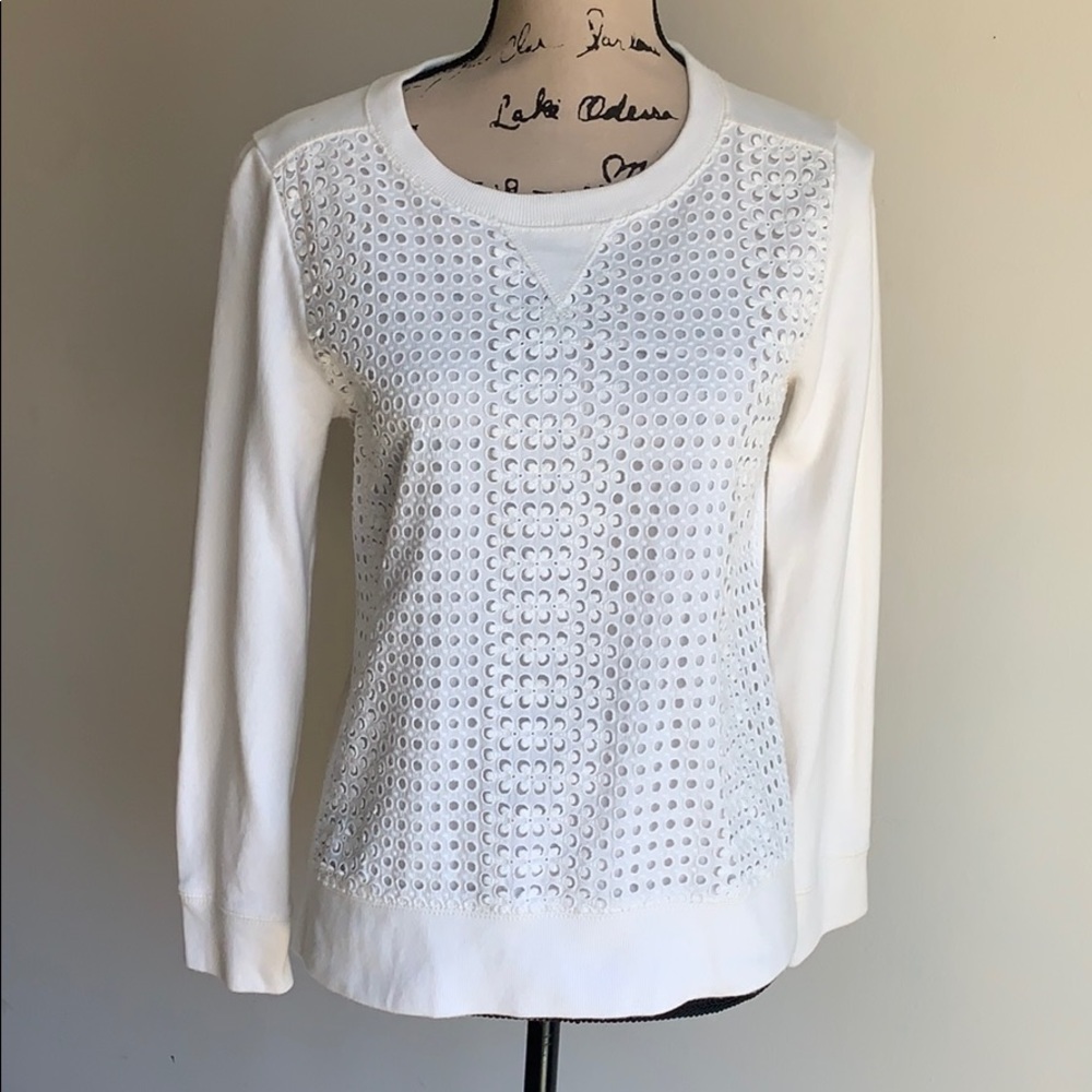 J. Crew Laser Cut Ivory Sweater